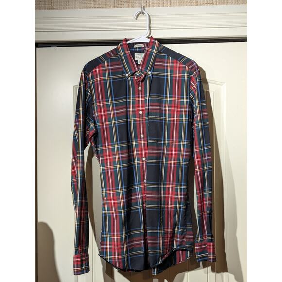 J. Crew Classic Organic Cotton Stretch LS Button Down Tartan Plaid Shirt Sz M/T - Picture 7 of 7